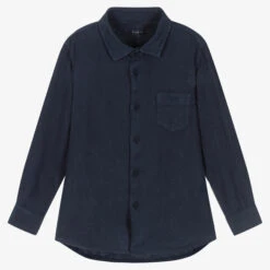 Il Gufo Boys Blue Linen Long Sleeved Shirt