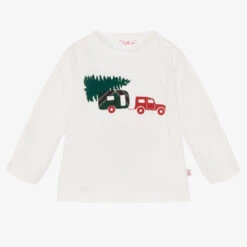 Il Gufo Boys Ivory Festive Cotton Top