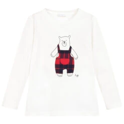 Il Gufo Ivory Cotton Bear Top
