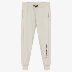 KARL LAGERFELD KIDS Boys Grey Jersey Logo Joggers