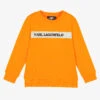 KARL LAGERFELD KIDS Boys Orange Cotton Logo Sweatshirt