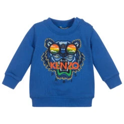 KENZO KIDS Blue Tiger Cotton Sweatshirt