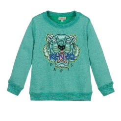KENZO KIDS Boys Green Tiger Sweatshirt