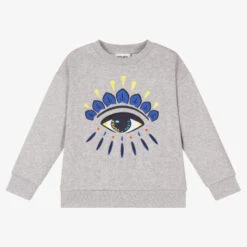 KENZO KIDS Boys Grey Eye Logo Sweatshirt
