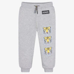 KENZO KIDS Boys Grey Marl Logo Joggers