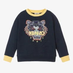 KENZO KIDS Boys Navy Blue Tiger Embroidered Sweatshirt