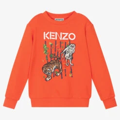 KENZO KIDS Boys Orange Logo Sweatshirt