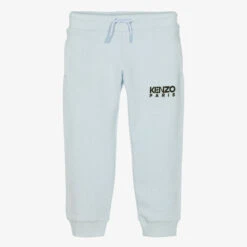 KENZO KIDS Boys Pale Blue Cotton Logo Joggers