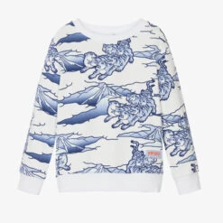 KENZO KIDS Boys White & Blue Cotton Sweatshirt