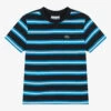 Lacoste Boys Blue & White Striped Cotton T-Shirt