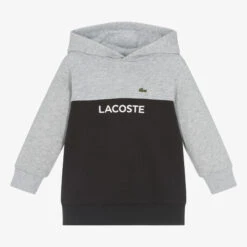 Lacoste Boys Grey & Blue Cotton Hoodie