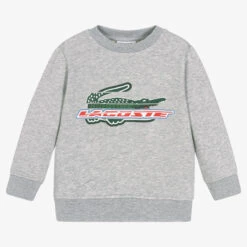 Lacoste Boys Grey Cotton Logo Sweatshirt