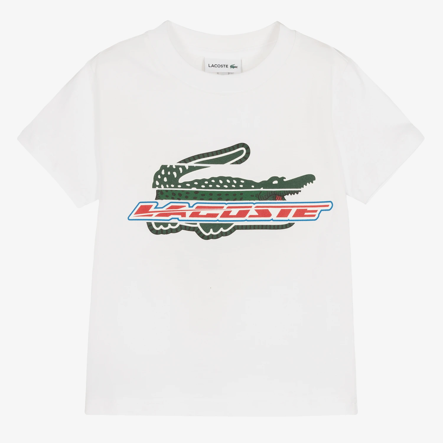 Lacoste Boys White Cotton Logo T-Shirt
