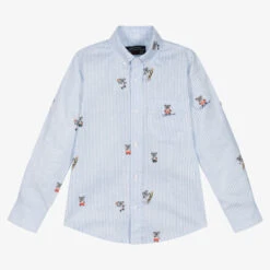 Lapin House Boys Blue Striped Cotton Koala Shirt