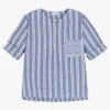 Laranjinha Boys Blue Maxi Stripe Cotton Popover Shirt