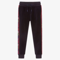 MARC JACOBS Boys Blue Velour Logo Joggers