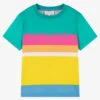 MARC JACOBS Boys Green Multi-Stripe Cotton T-Shirt