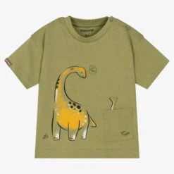Mayoral Boys Green Cotton Dinosaur T-Shirt