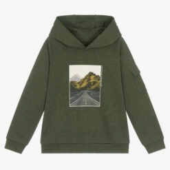 Mayoral Nukutavake Boys Green Cotton Hoodie
