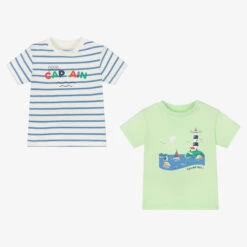 Mayoral Boys Green & Ivory Cotton T-Shirts (2 Pack)
