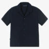 Mayoral Nukutavake Boys Navy Blue Cotton Seersucker Shirt