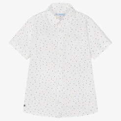 Mayoral Boys White Cotton Dotted Shirt