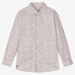 Mayoral Boys White Cotton Floral Shirt