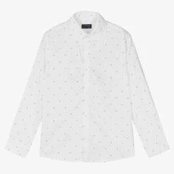 Mayoral Nukutavake Boys White Cotton Long Sleeve Shirt