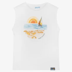 Mayoral Boys White Cotton Sunset Beach T-Shirt