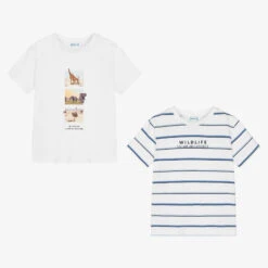 Mayoral Boys White Cotton T-Shirts (2 Pack)