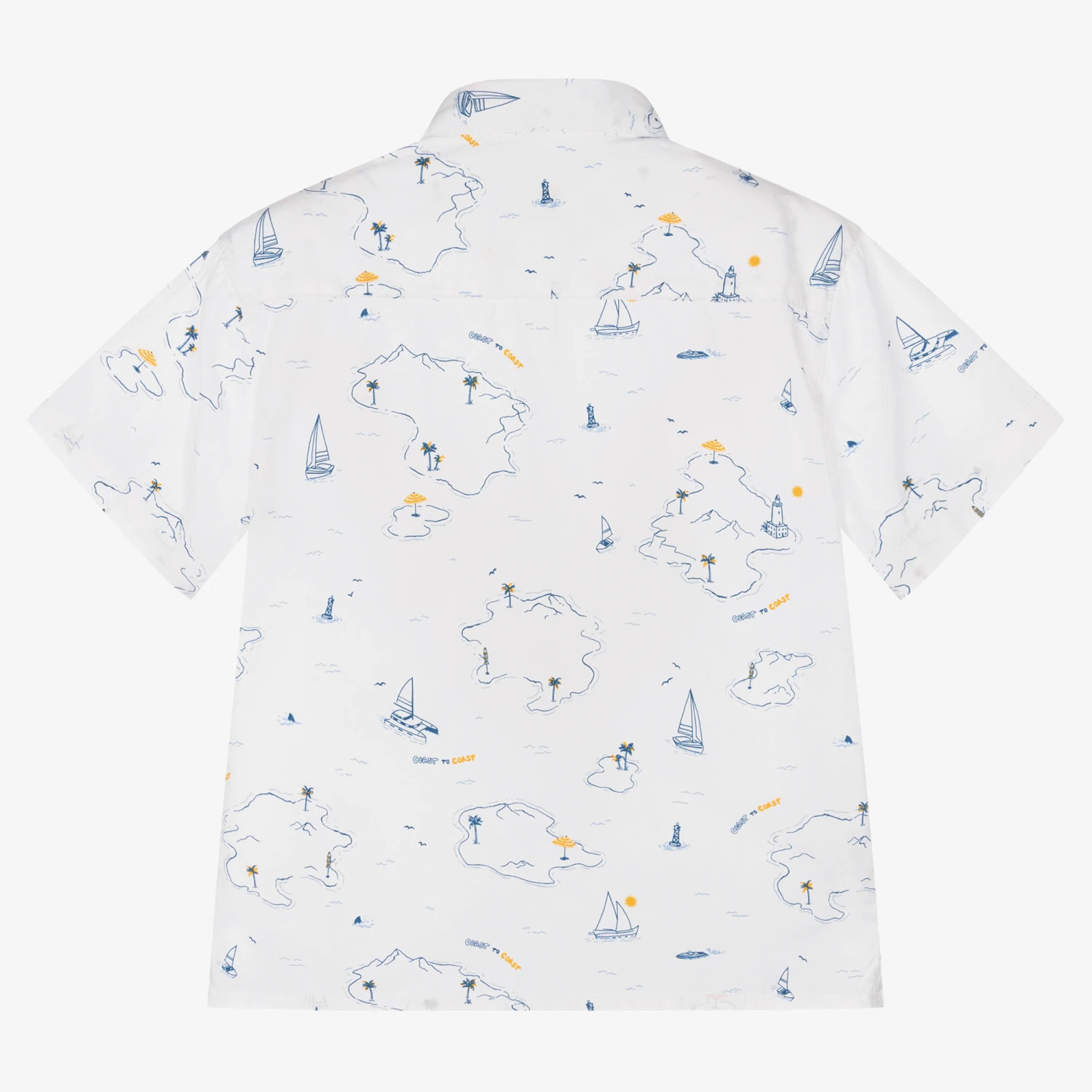 Mayoral Boys White Cotton Tropical Islands Shirt - Image 2
