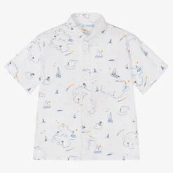 Mayoral Boys White Cotton Tropical Islands Shirt