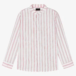Mayoral Nukutavake Boys White & Red Striped Cotton Shirt