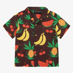 Mini Rodini Brown Organic Cotton Fruit Print Shirt