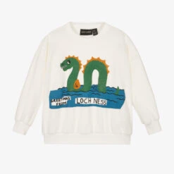 Mini Rodini Ivory Organic Cotton Loch Ness Sweater