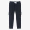 Mitch & Son Boys Navy Blue Cotton Logo Joggers