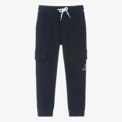 Mitch & Son Boys Navy Blue Cotton Logo Joggers