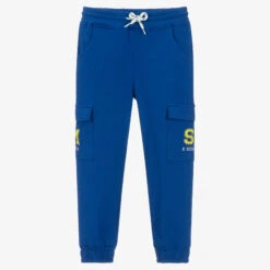 Mitch & Son Boys Royal Blue Cotton Logo Joggers