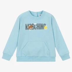 Moschino Baby Blue Teddy Bear Logo Sweatshirt