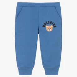 Moschino Baby Boys Blue Organic Cotton Logo Joggers