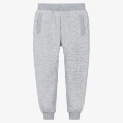 Moschino Kid-Teen Grey Cotton Jersey Logo Joggers