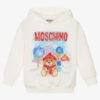 Moschino Kid-Teen Ivory Cotton Bear Logo Hoodie