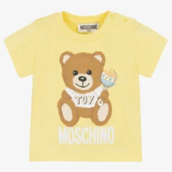 Moschino Baby Yellow Teddy Bear Logo Cotton T-Shirt