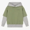 Off-White Boys Green & Grey Scribble Logo Hoodie