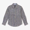 Pan Con Chocolate Boys Blue Cotton Paisley Shirt