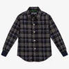 Pan Con Chocolate Boys Blue & Grey Checked Shirt