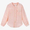 Pan Con Chocolate Boys Ivory & Orange Striped Shirt