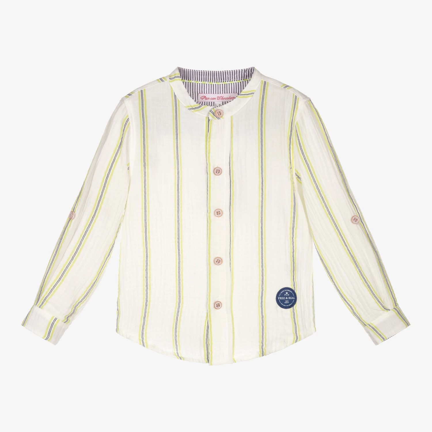 Pan Con Chocolate Boys Striped Cotton Shirt - Image 5