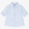 Patachou Boys Blue Cotton Stripe Seersucker Shirt