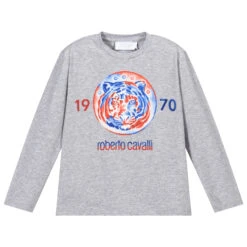 Roberto Cavalli Boys Grey Cotton Top